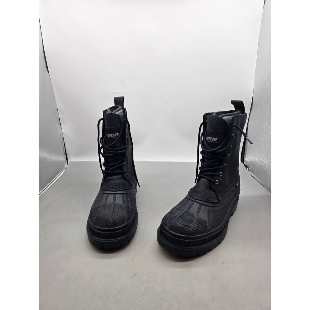 Baffin Yukon Mens Winter Boots Black Leather Rubber Duck Boots TERI-M001 Size 8